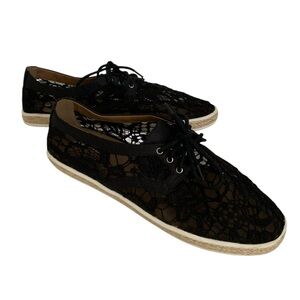 Aerosoles Fundraiser Lace-Up Sneakers Black Lace Overlay Lightweight Women’s 10